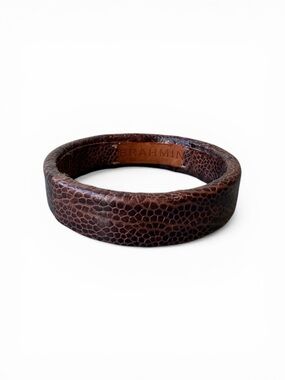 Brahmin Embossed Leather Bangle Bracelet | Rare Brown Textured Cuff